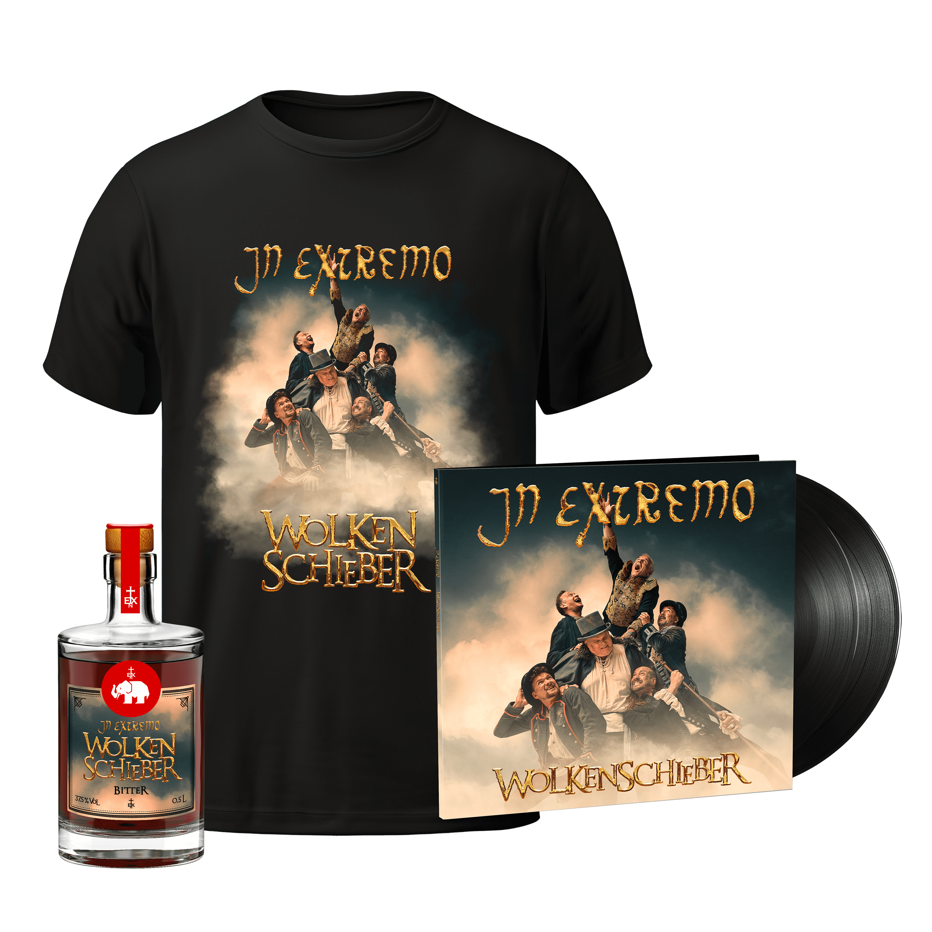In Extremo Wolkenschieber 2LP schwarz (12 Tracks) + Wolkenschieber-Bitter + T-Shirt 365647