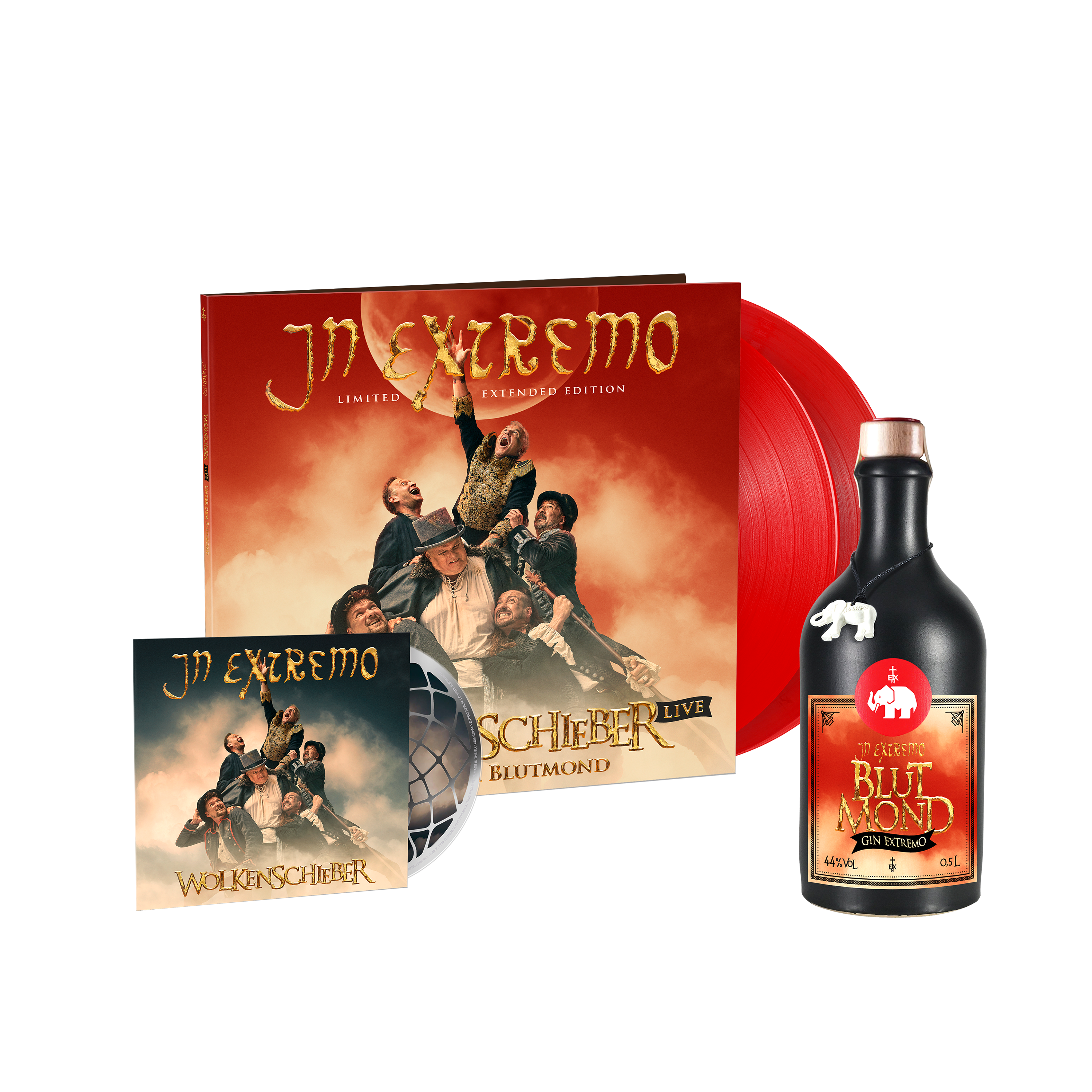 In Extremo Wolkenschieber (Ltd. Extended Edition) – Unter dem Blutmond LIVE (Ltd. rot, sign. 2LP + CD + Gin Extremo) 400519