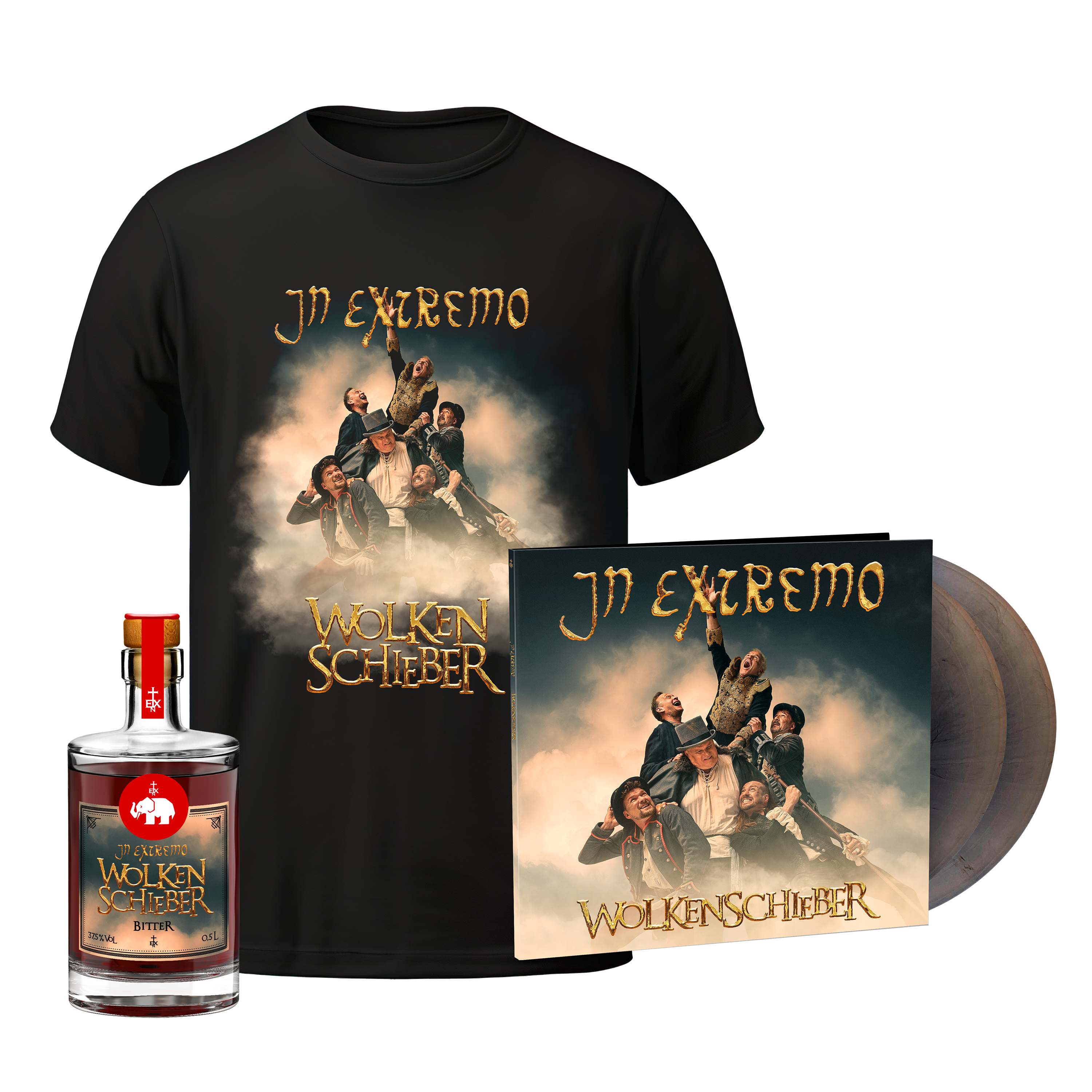 In Extremo Wolkenschieber Ltd. sign. Deluxe 2LP Pearl-Optik (14 Tracks) + Wolkenschieber-Bitter + T-Shirt 365656